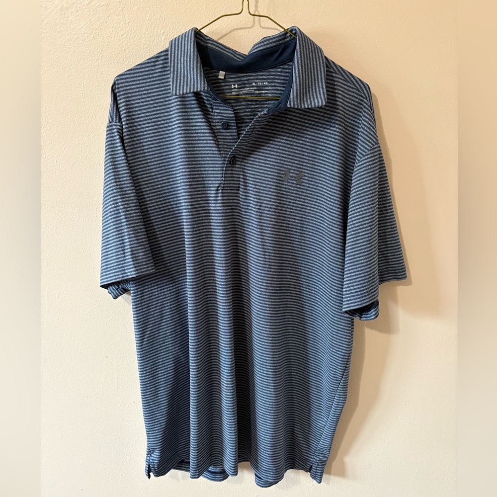 Under Armour Men's Navy Blue Striped Performance Polo size XL